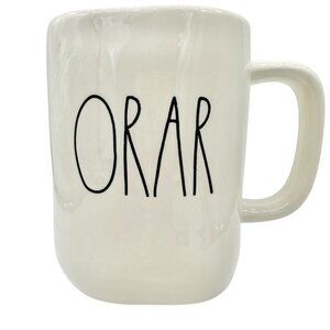 Rae Dunn Aristan Collection 20 oz Mug ORAR Spanish for PRAY White w Black NEW